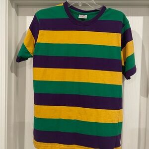 Mardi Gras - Classic Striped Green, Yellow, and Purple T-Shirt